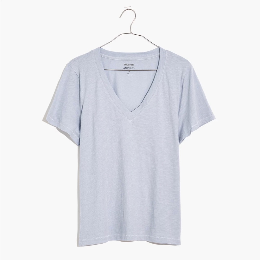 NWT Madewell Medium Whisper Cotton V-Neck Tee - Dusty Pool